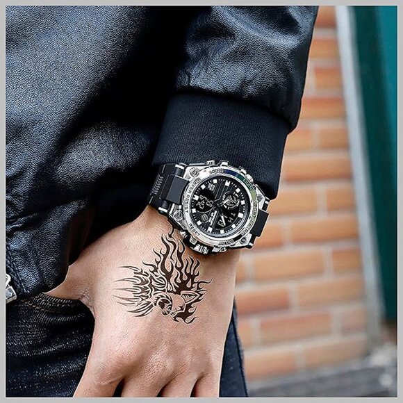 Men's Watches Sports Outdoor Waterproof Military Watch Date Multi 26_Silver - Picture 5 of 6